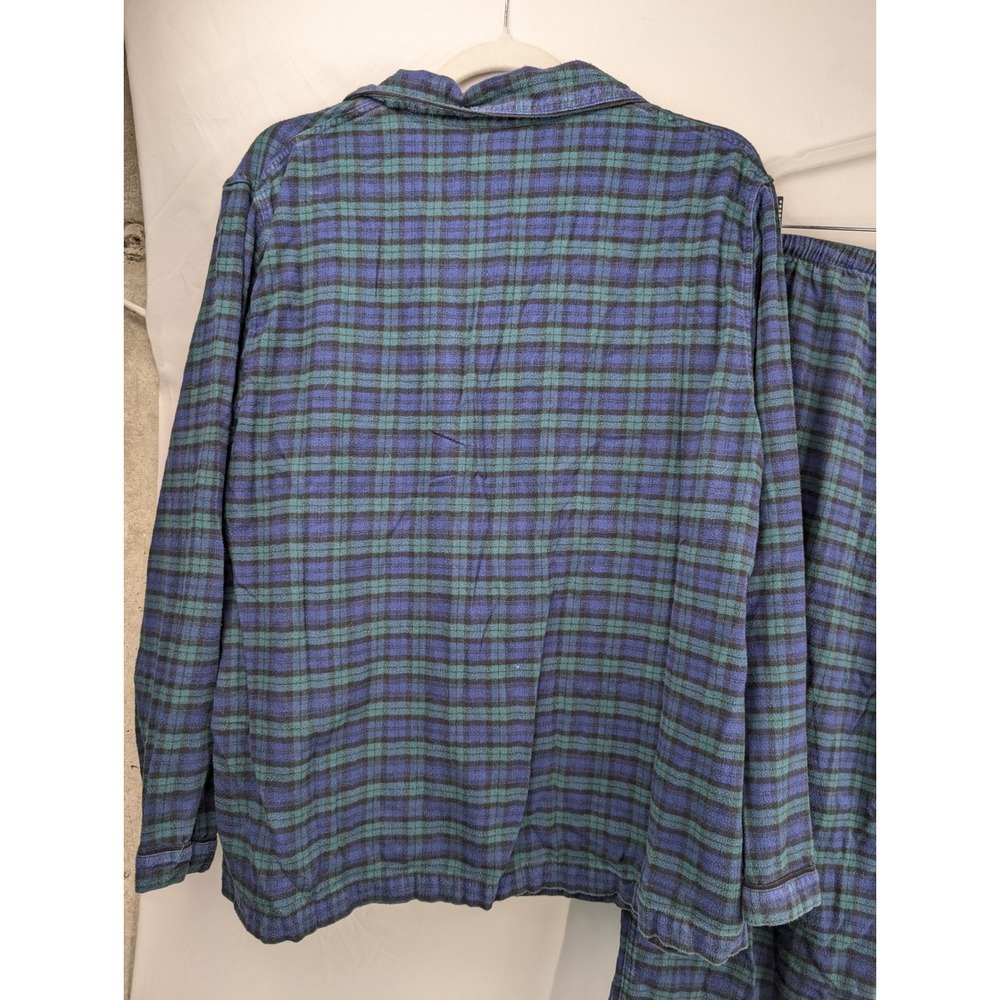 Brooks Brothers Womens Plaid Flannel Pajama Set Size XL Blue Green 100% Cotton - Picture 7 of 9